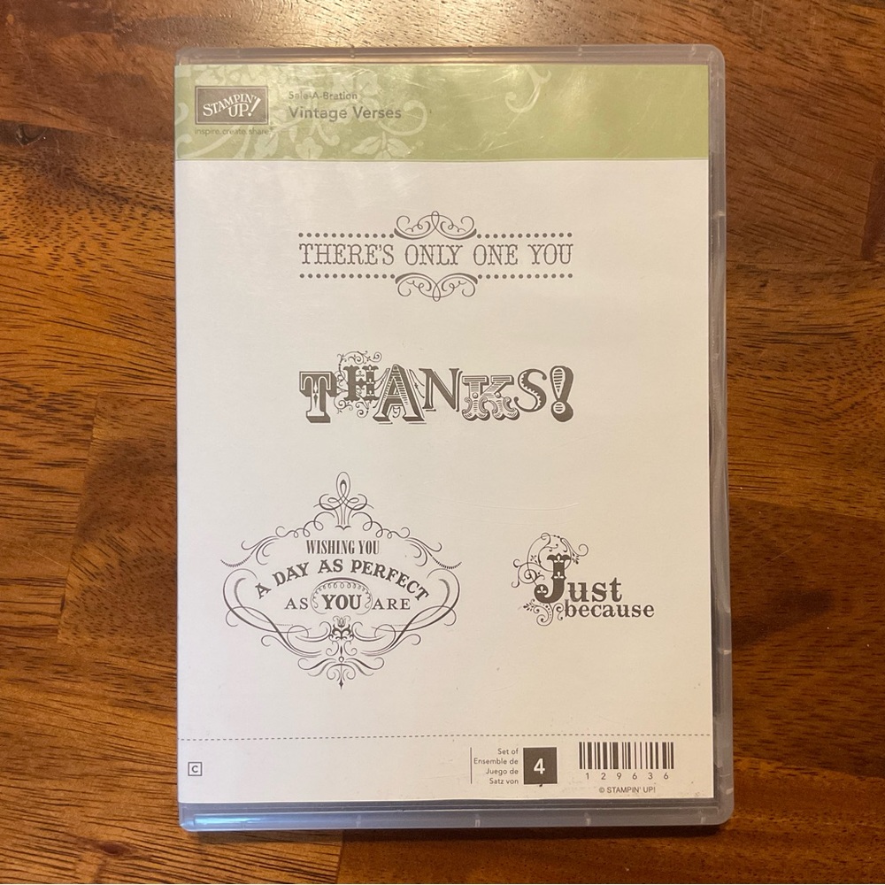 Stampin Up! Vintage Verses set of 4 clear mount stamp set